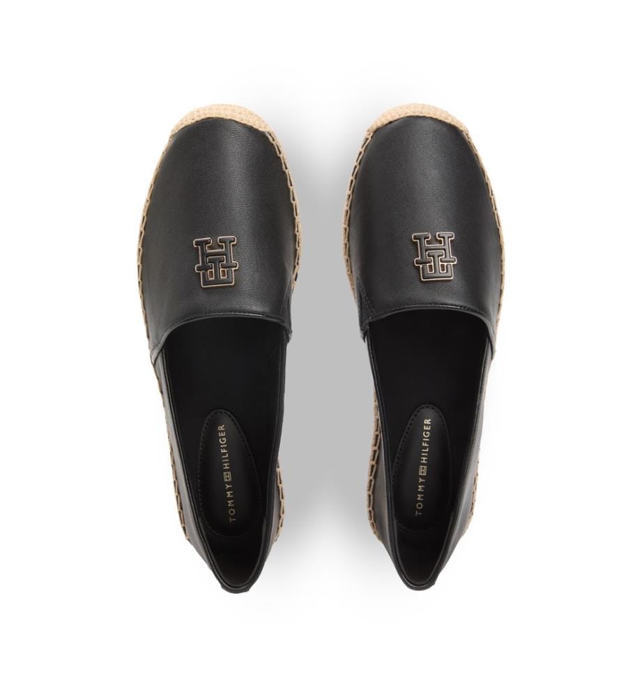 Leder-Espadrilles mit Monogramm TH - Schwarz