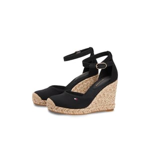 Canvas-Espadrilles mit hohem Keilabsatz - Schwarz