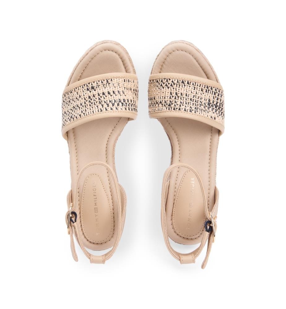Espadrilles en Raphia à Talon Haut Compensé - Beige