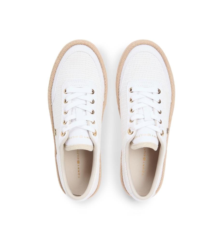 Baskets Compensées en Toile - Blanc