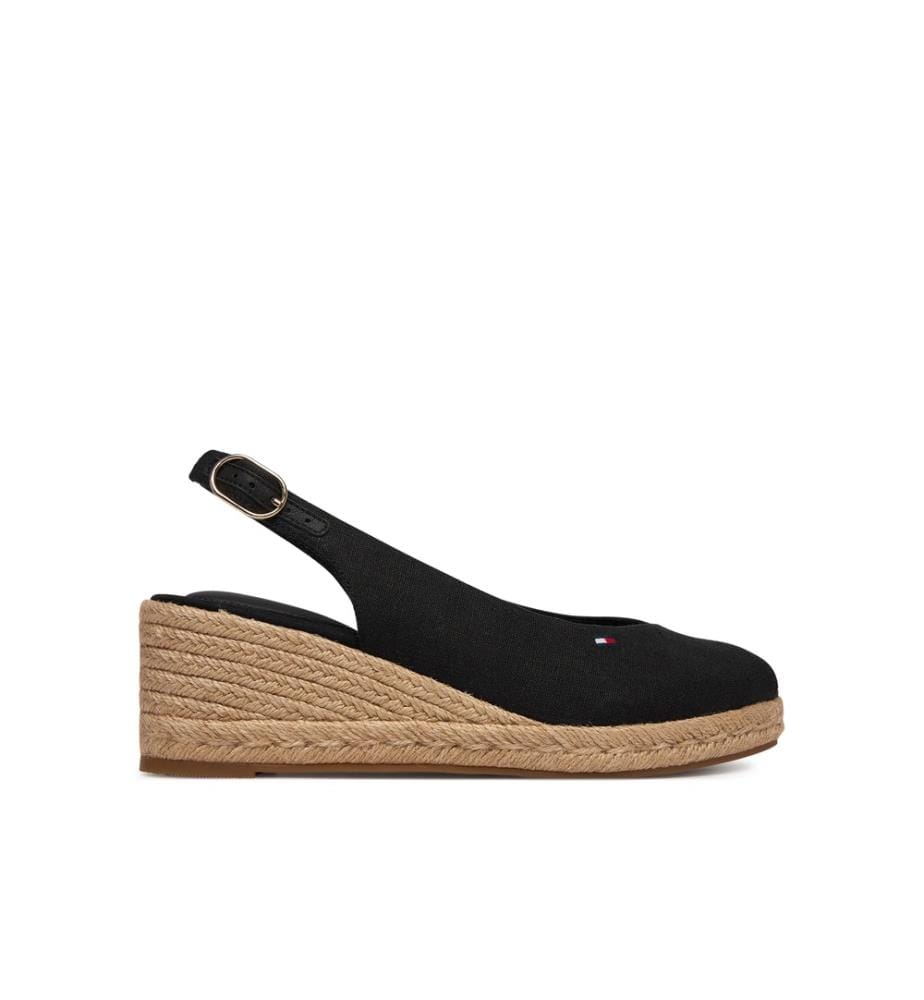 Espadrilles mit Fersenriemen aus Hanf – Schwarz