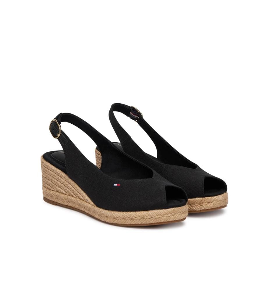 Espadrilles mit Fersenriemen aus Hanf – Schwarz