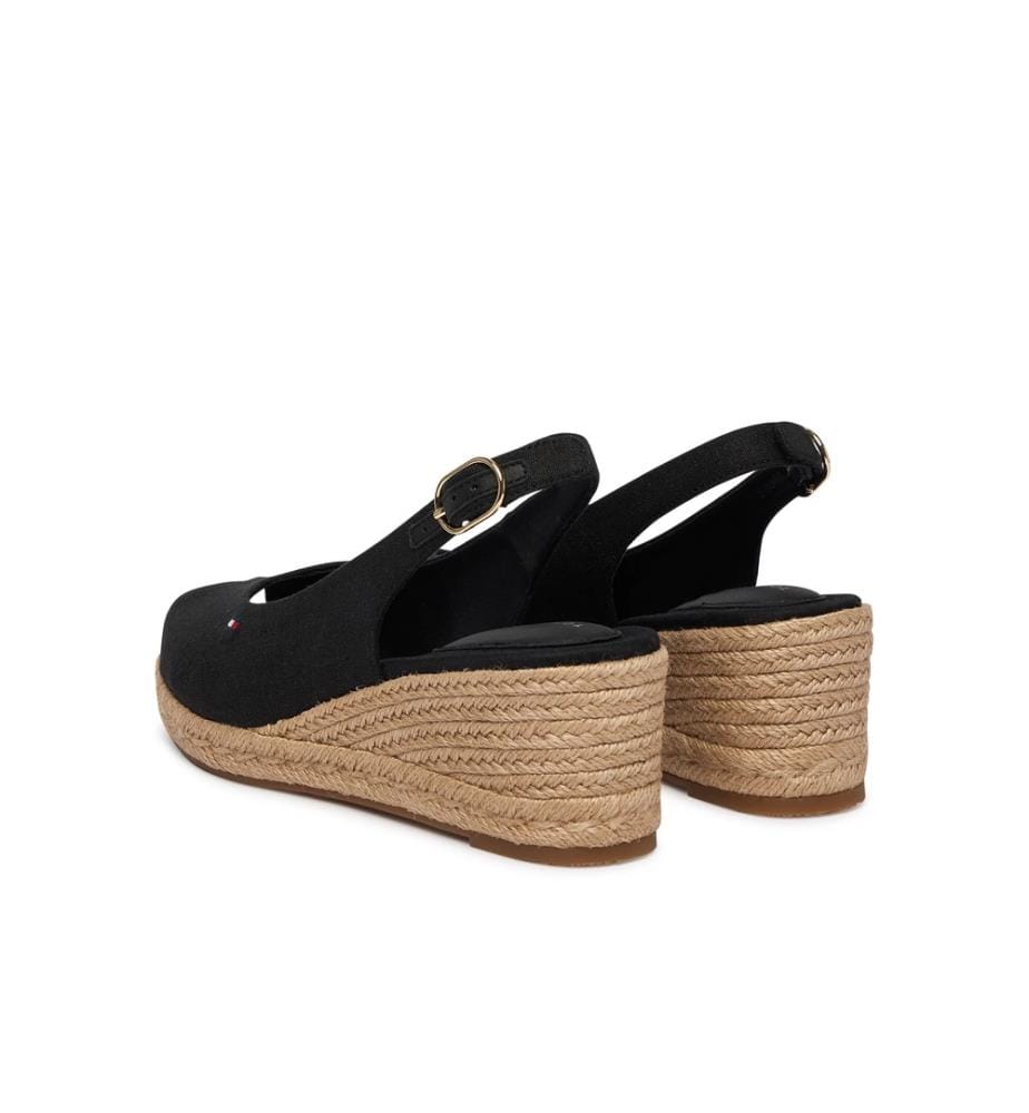 Espadrilles mit Fersenriemen aus Hanf – Schwarz