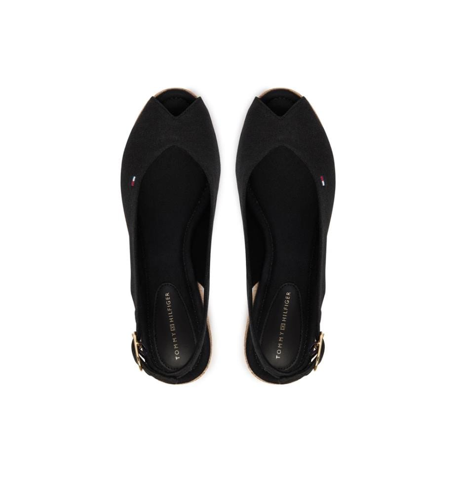 Espadrilles mit Fersenriemen aus Hanf – Schwarz