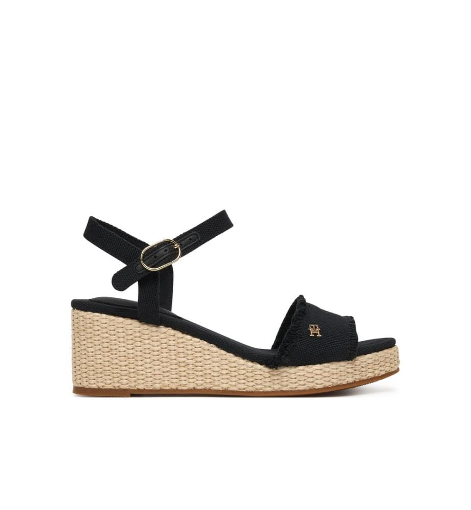 Pumps mit Keilabsatz und Logo-Emblem – Schwarz