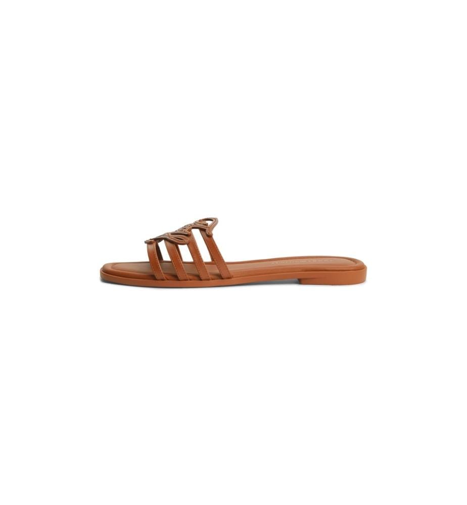 Leder-Pantoletten – Camel