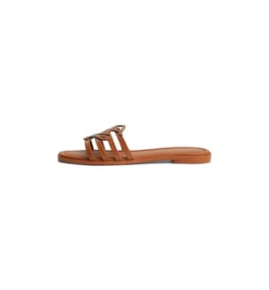 Leder-Pantoletten – Camel