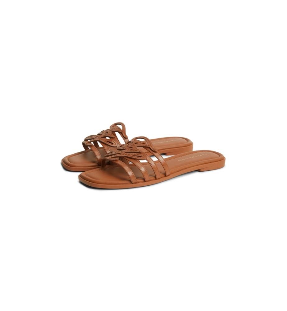 Leder-Pantoletten – Camel