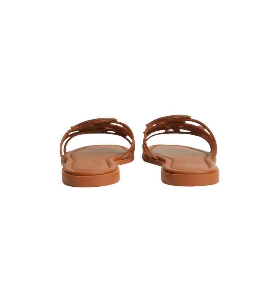Leder-Pantoletten – Camel