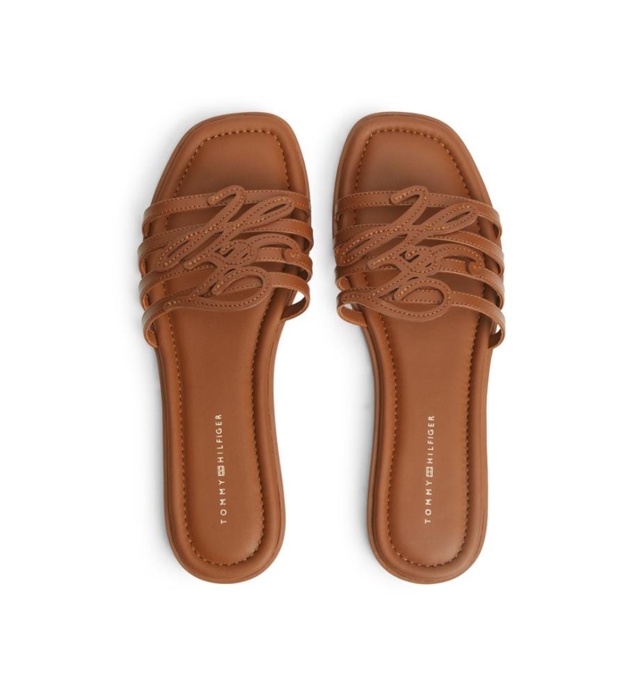 Leder-Pantoletten – Camel
