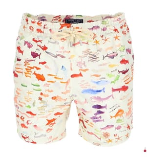 Pantaloncini da bagno Pescador VBQ x Fabrice Hyber - Papier & White