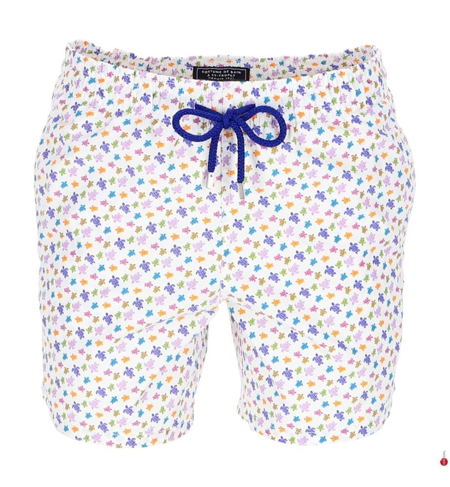 Short de bain Micro Ronde des Tortues - Blanc & Blanc