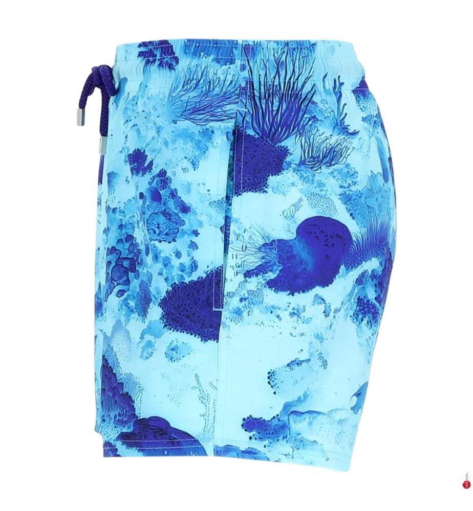 Kurze Stretch-Badeshorts Coral Reef - Oxygene & Blau