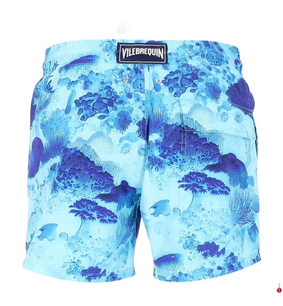 Kurze Stretch-Badeshorts Coral Reef - Oxygene & Blau