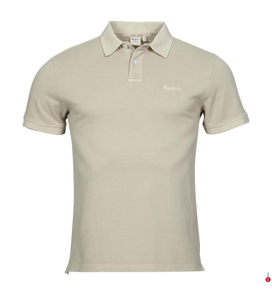 Piqué-Poloshirt mit gesticktem Logo - Creme
