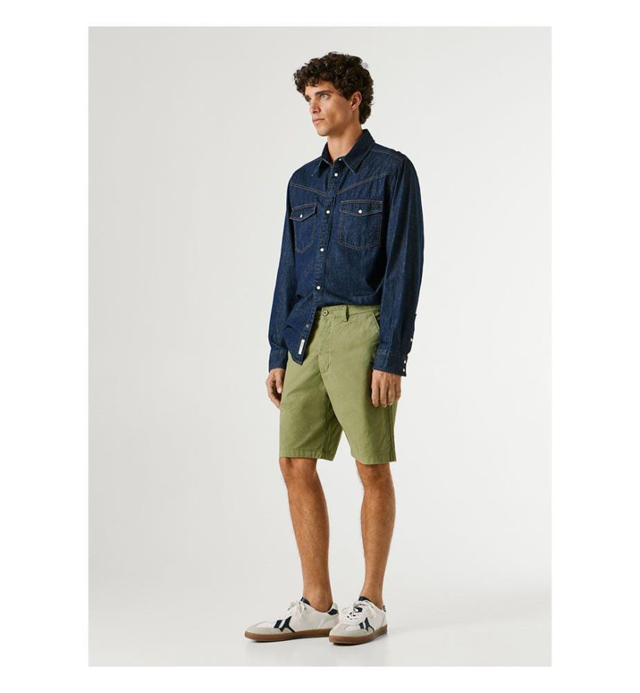 Shorts chino Regular Fit - Vert armée lavé
