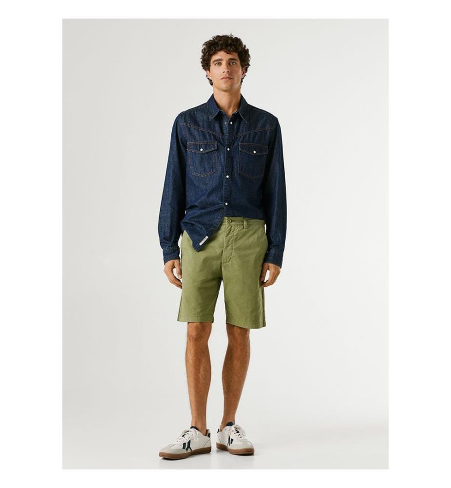 Shorts chino Regular Fit - Vert armée lavé