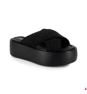 Sandales Compensées en Cuir Bubble Slide - Noir