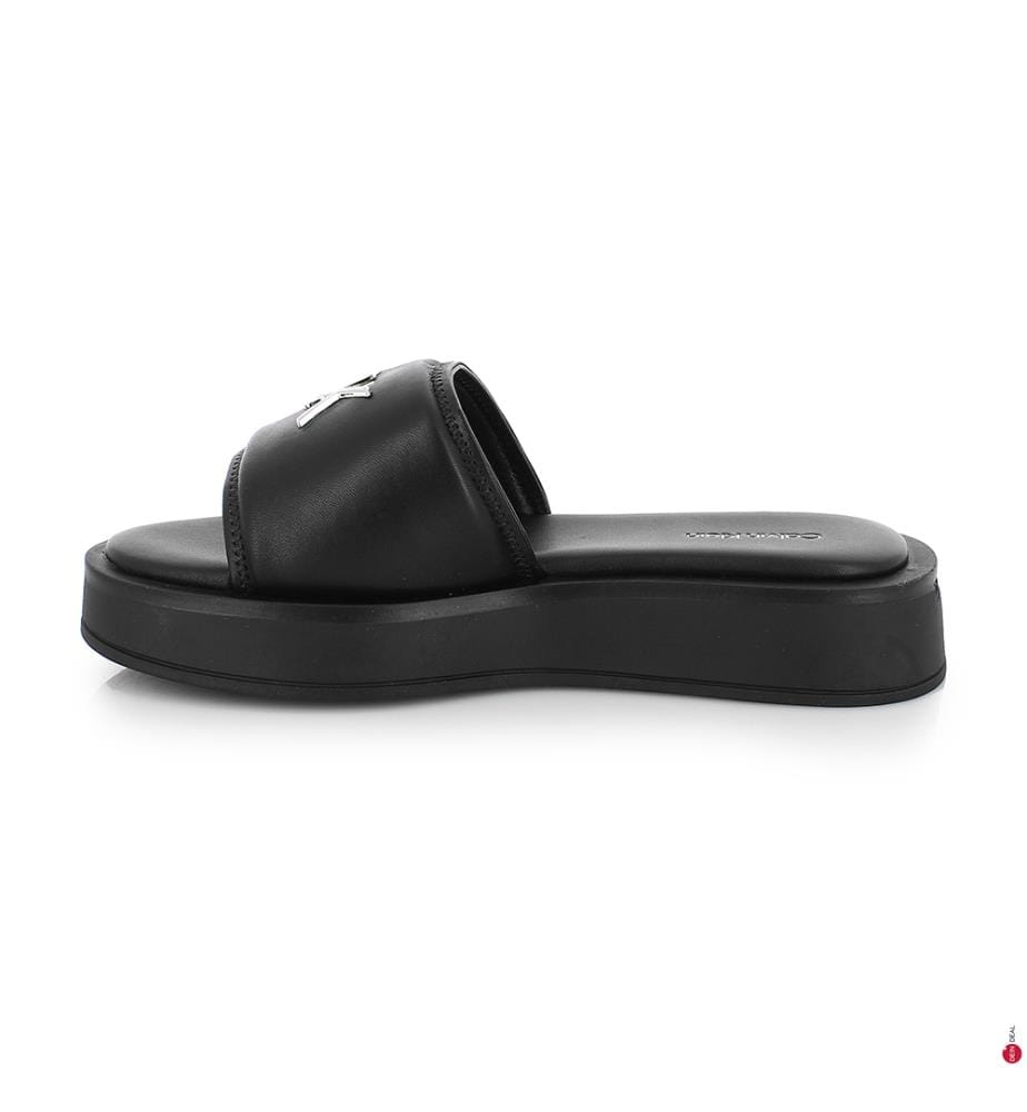 Mules Compensées Flatform Slide Relock Lth - Noir