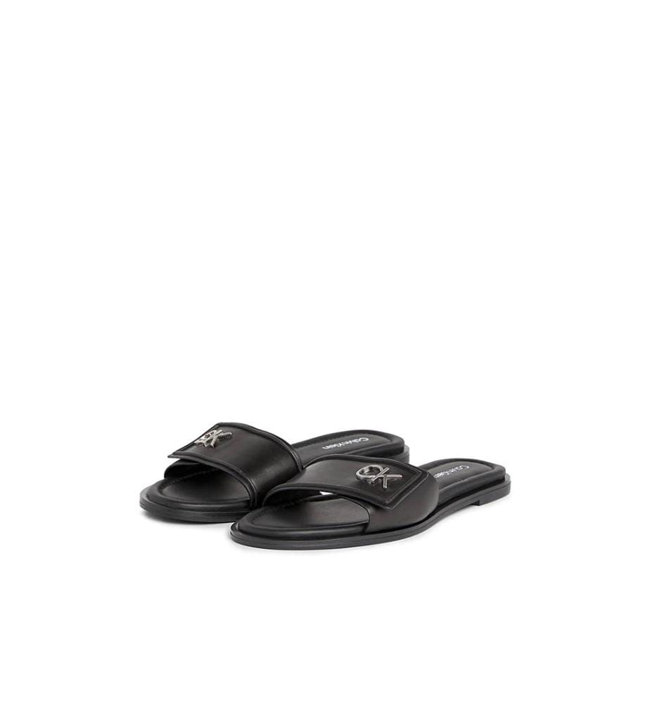 Mules Flat Slide Relock Lth - Noir