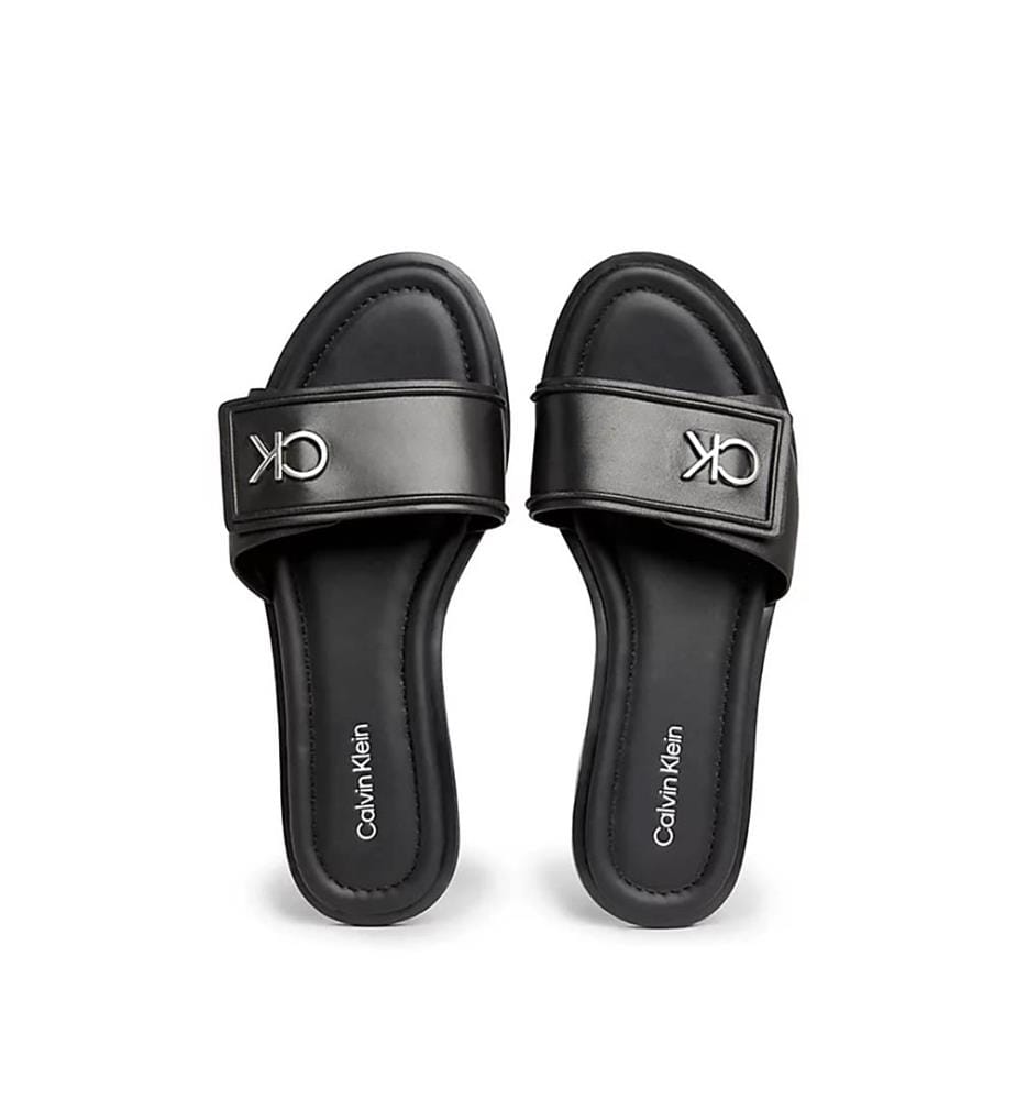 Mules Flat Slide Relock Lth - Noir