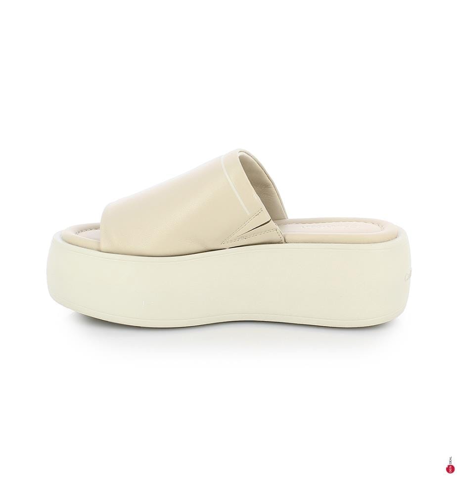 Mules Flatform Slide Lth - Beige