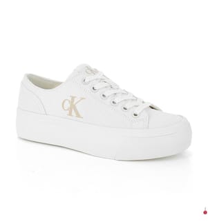Canvas platform sneakers - white