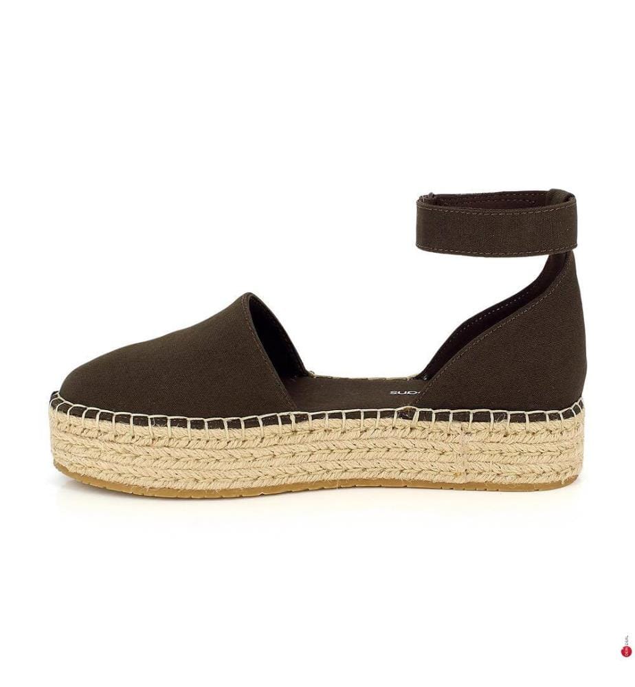 Plateau-Espadrilles aus Canvas - Braun