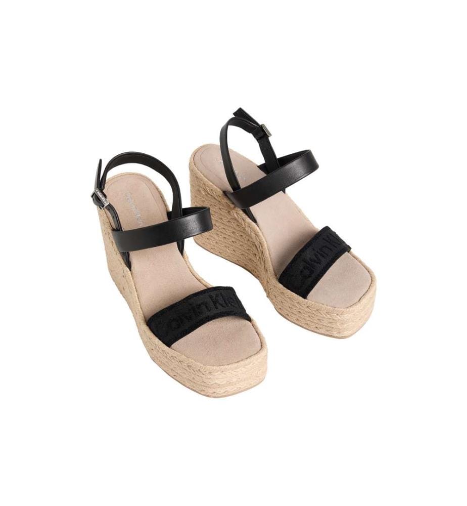 Espadrilles mit Keilabsatz Platform Leder - ck black