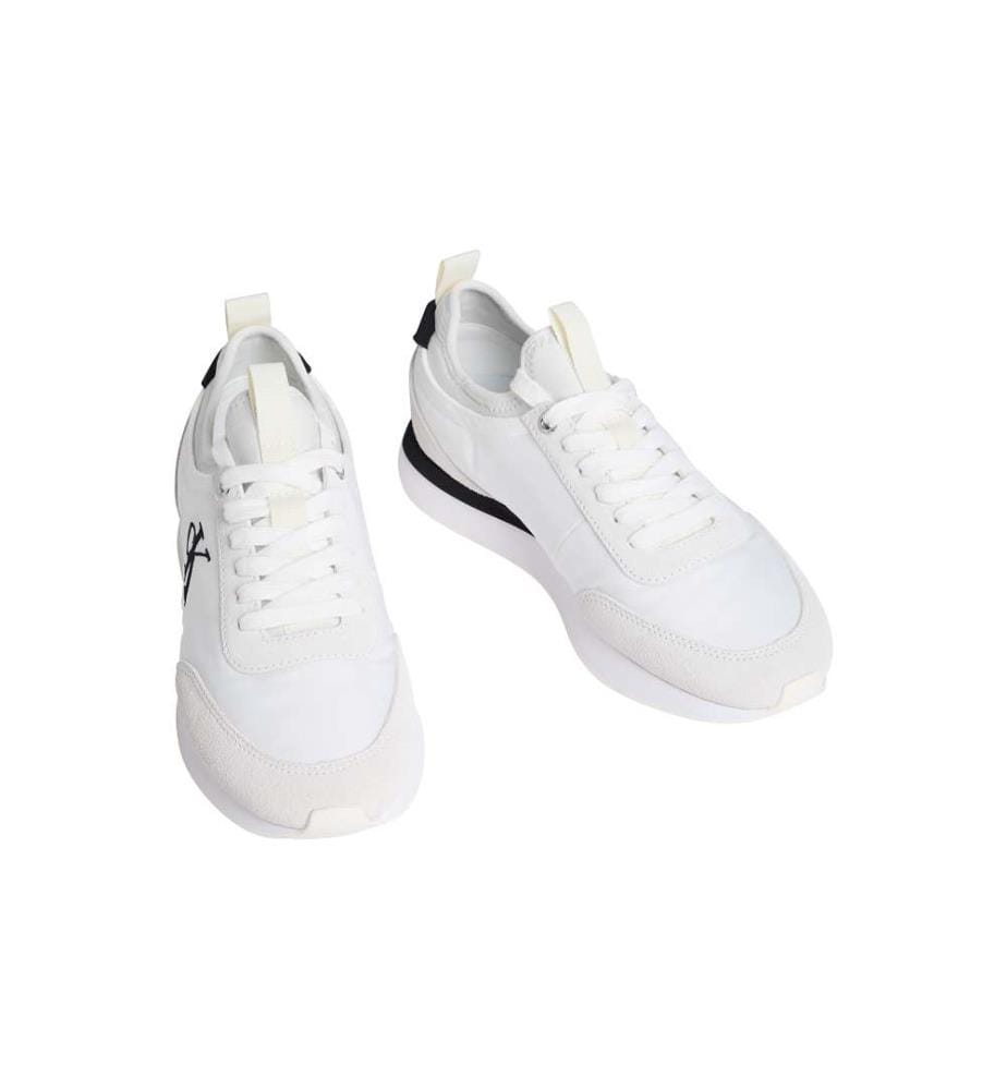 Baskets Mono-Chaussette Brodées Cuir - bright white/black/marshmallow