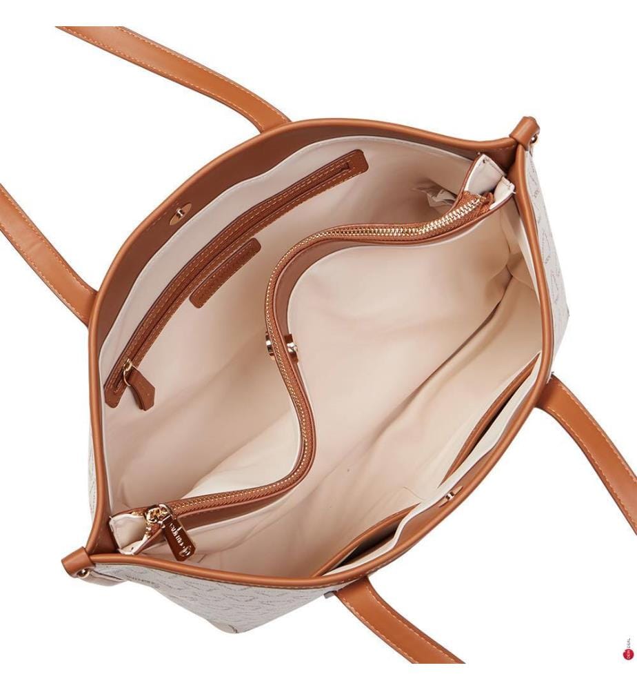 Sac Cabas Lady Re - Crème et Brun