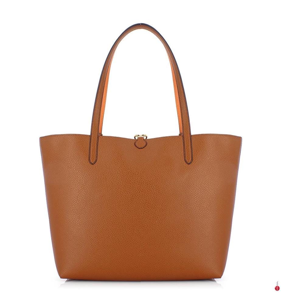 Sac Shopping Réversible & Pochette Reversible Tote M - Camel et Orange