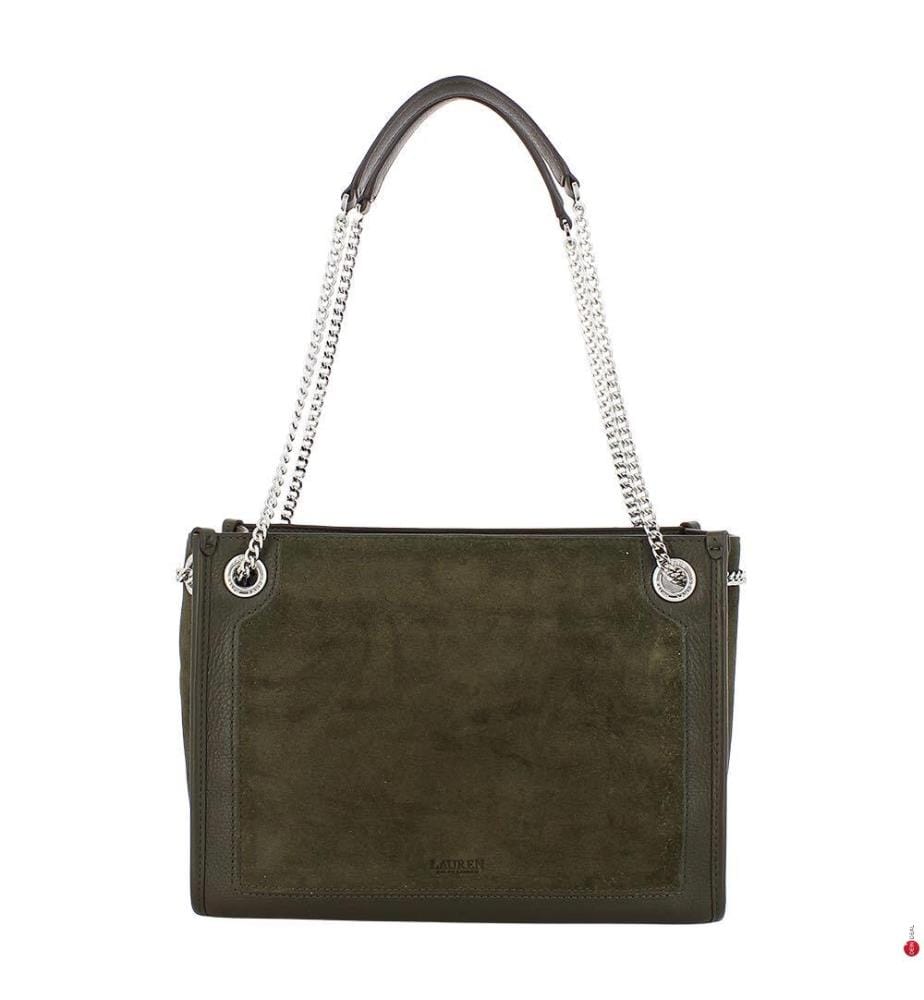 Cabas Bradley moyen en daim et cuir - Olive foncé