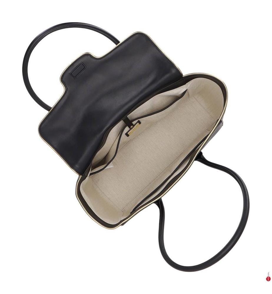 Grand sac à main Tanner en cuir - Noir & Antique & Or