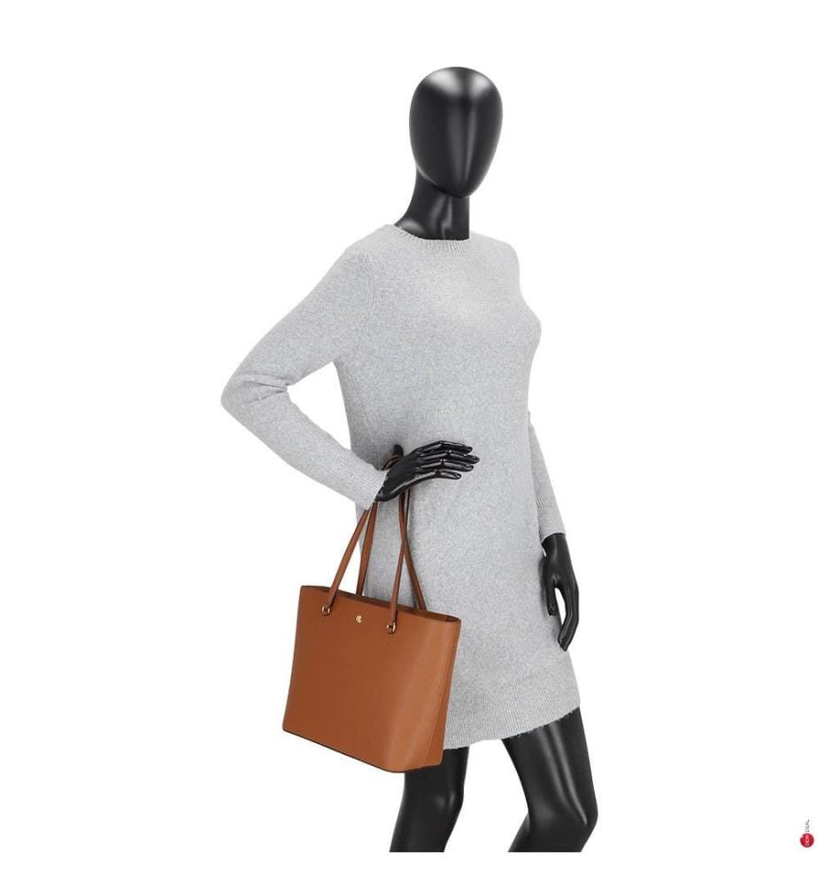 Karly medium tote bag in crosshatched leather - Lauren & Tan