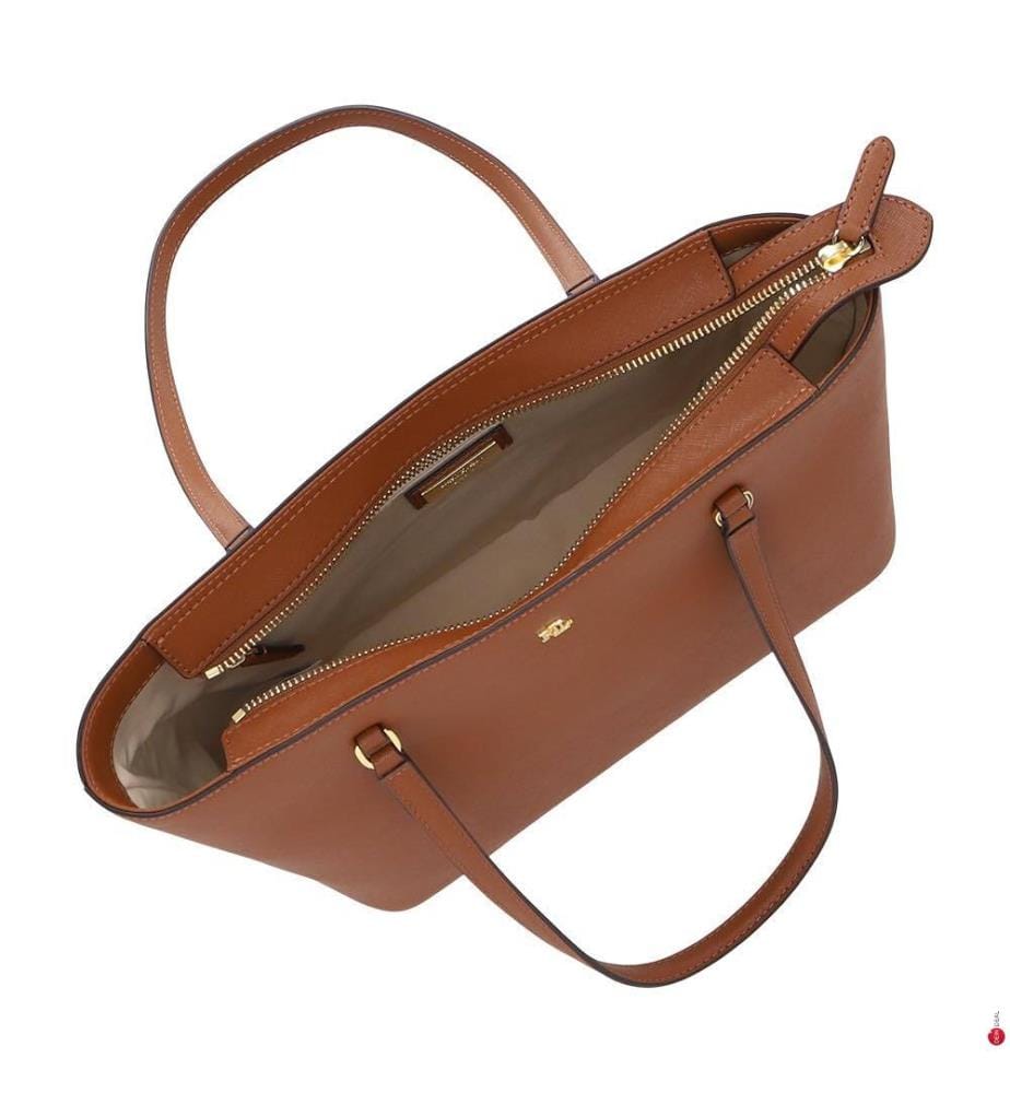 Karly medium tote bag in crosshatched leather - Lauren & Tan