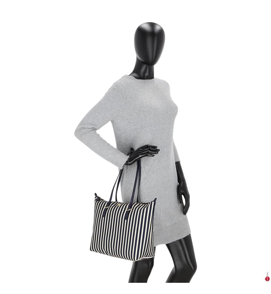 Borsa tote a righe - Blu navy e bianco