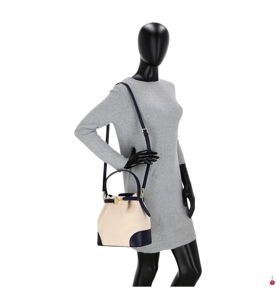 Borsa a secchiello - Beige e nero