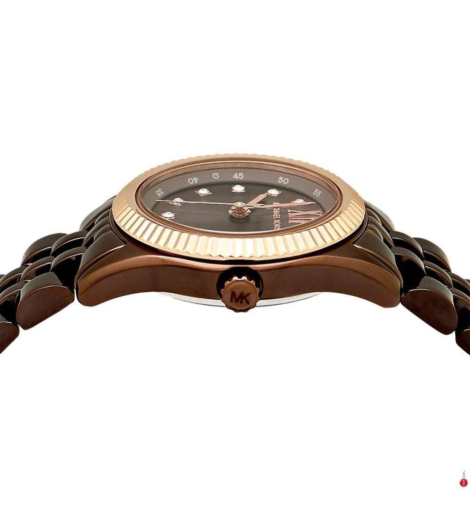 Petite Lexington Armbanduhr mit Pavé - Schokolade