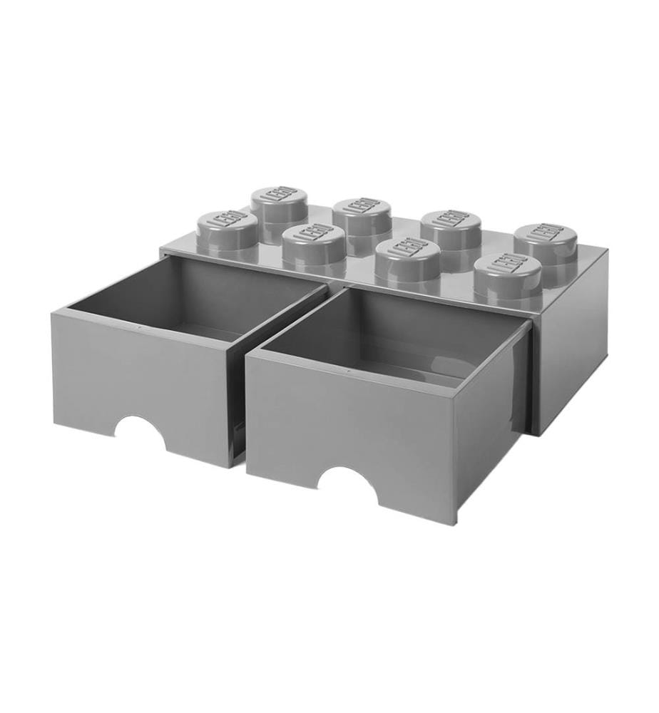Mattone a 8 blocchi con 2 cassetti - 500 x 250 x 180 mm - Grigio