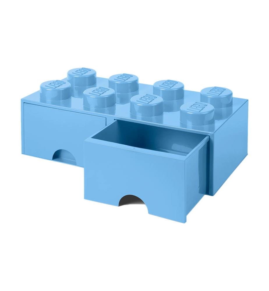 Mattone a 8 blocchi con 2 cassetti - 500 x 250 x 180 mm - azzurro