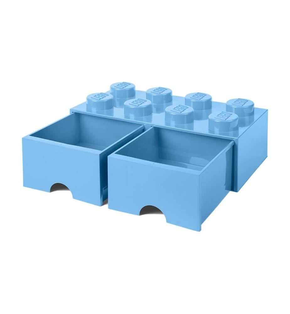 Mattone a 8 blocchi con 2 cassetti - 500 x 250 x 180 mm - azzurro