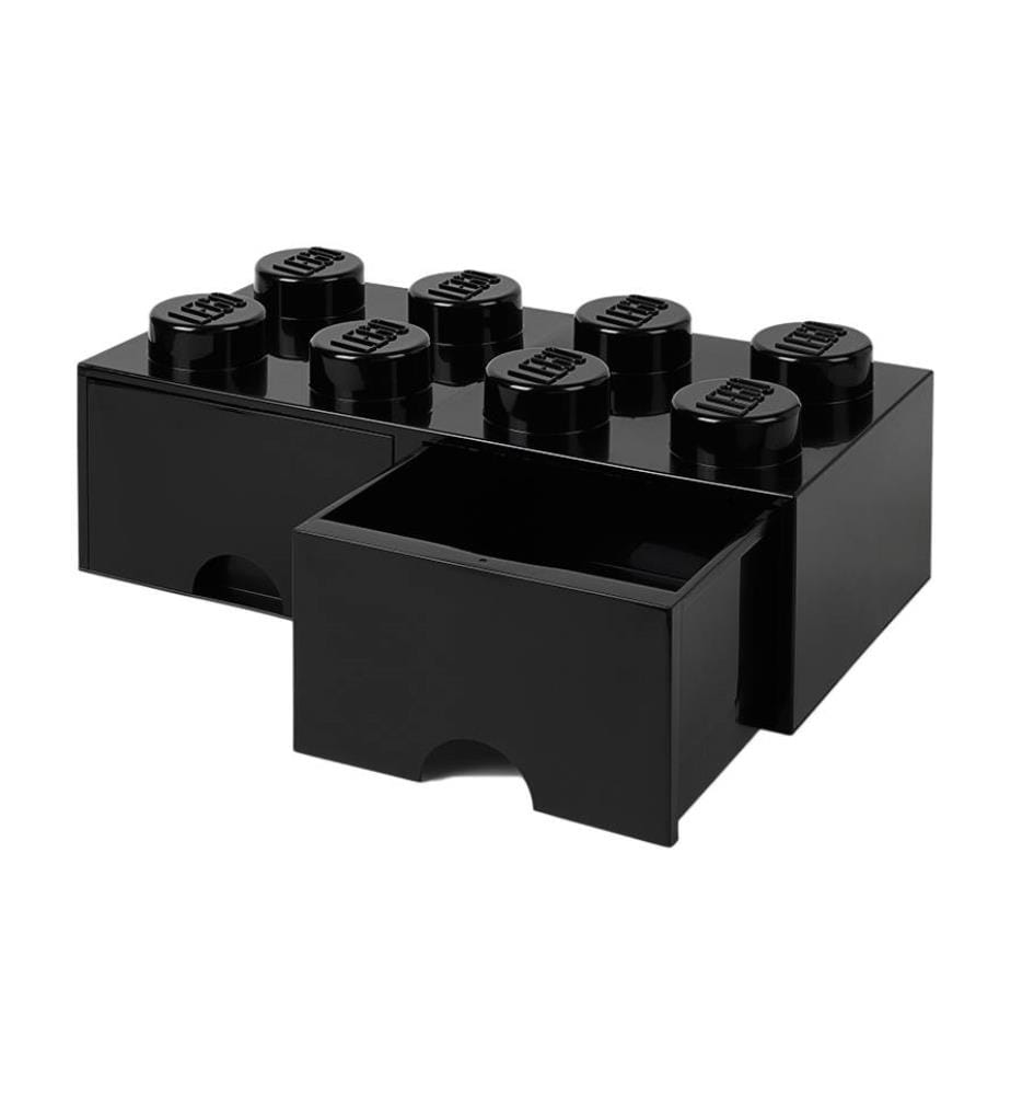 Mattone a 8 blocchi con 2 cassetti - 500 x 250 x 180 mm - nero