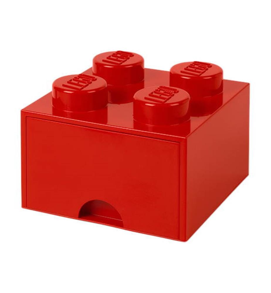 Mattone di stoccaggio 4 blocchi con 1 cassetto - 250 x 250 x 180 mm - Rosso