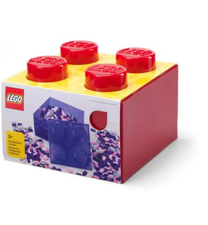 Storage brick 4 studs 250 x 250 x 180 mm - Transparent red