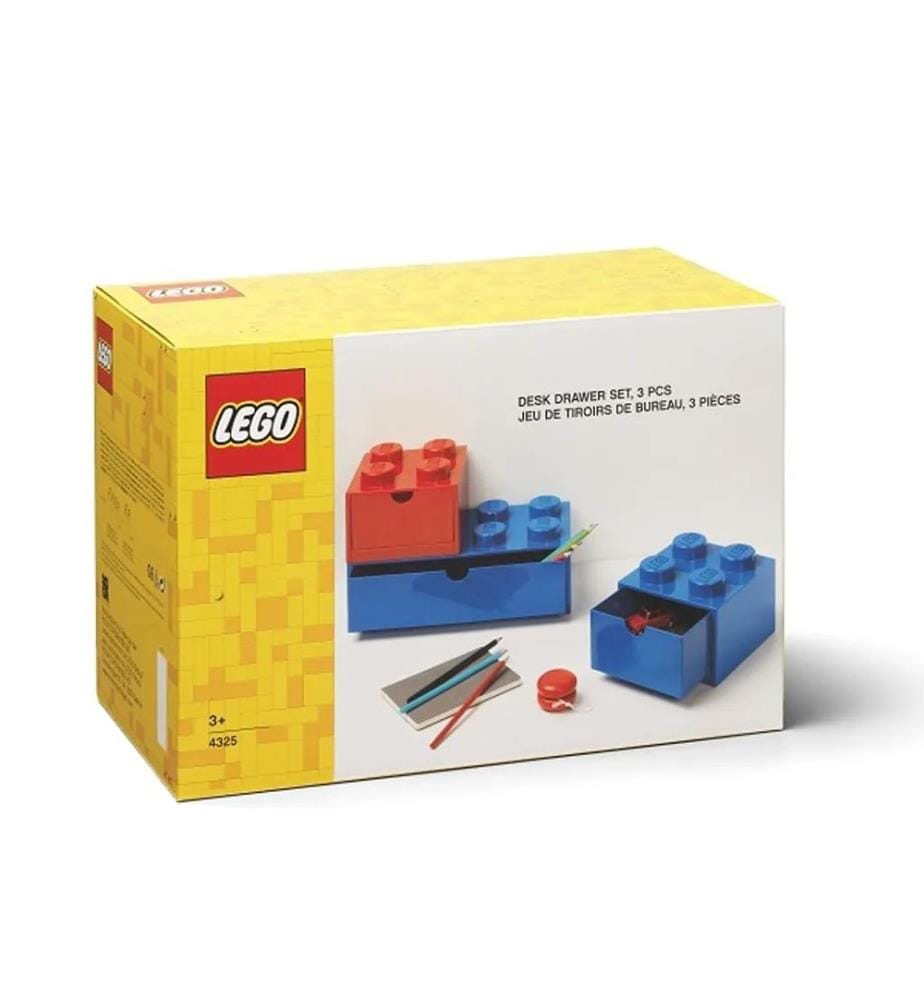 Set di 2 cassetti da scrivania 158 x 158 x 113 mm (ciascuno) - Blu e rosso