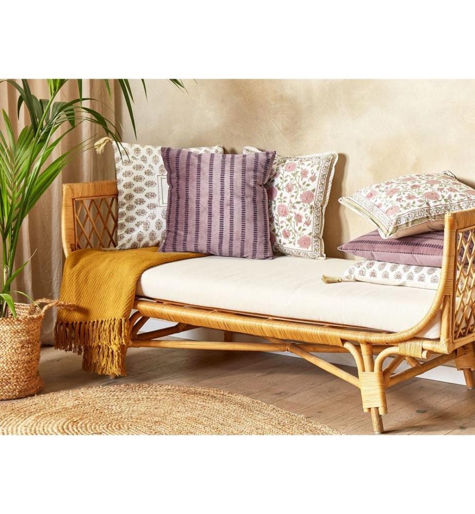 Coussin AGAPANTHUS Velours 45 x 45 cm Rose À rayure
