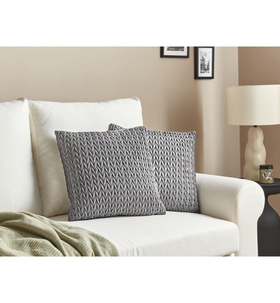 Lot de 2 coussins décoratifs ECLIPTA 45 x 45 cm Gris Unicolore