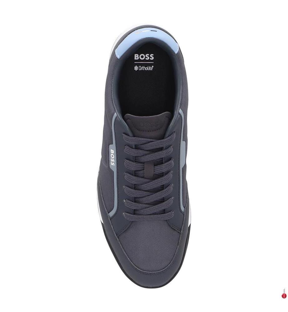 Sneaker aus Mischgewebe mit kontrastierender Ferse - Marine & Weiss
