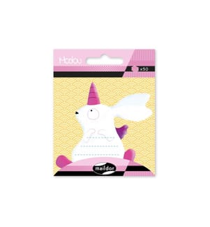 CLAIREFONTAINE - Fiche de bloc-notes 7.5 x 11.5 cm, lapin licorne